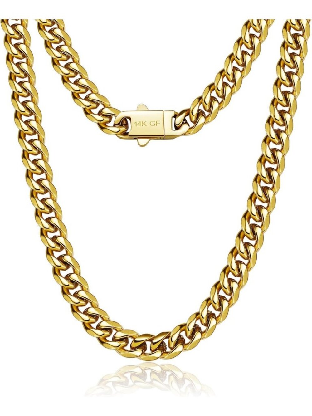 Stylish 7mm Miami Cuban Link Chain Necklace for Men - Sterling Silver & Gold